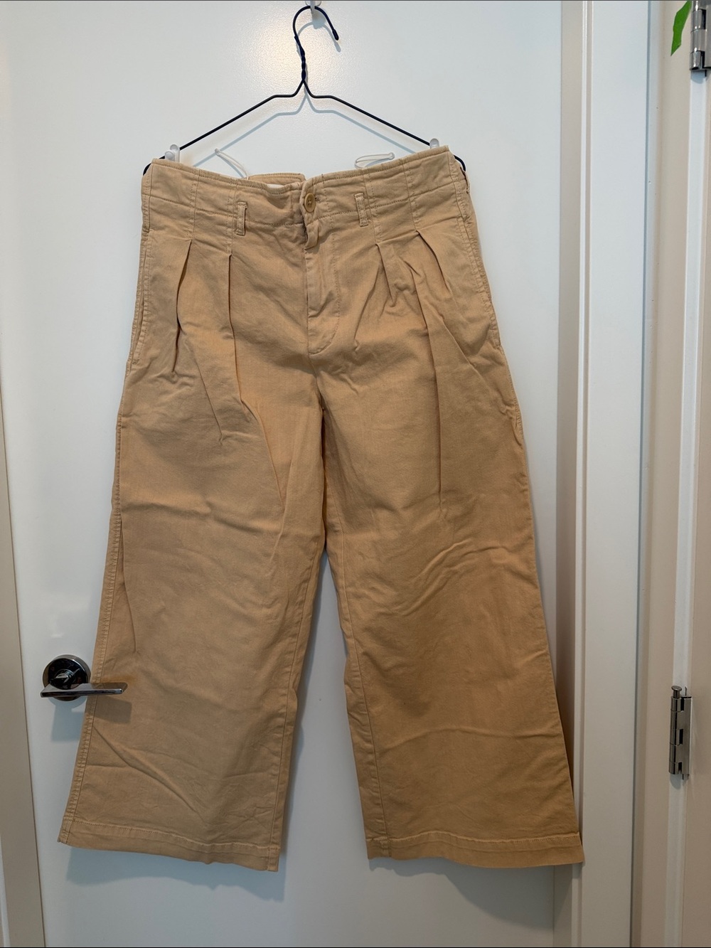 [Anthropologie] Women Wide-Leg Pleated Chinos in Tan